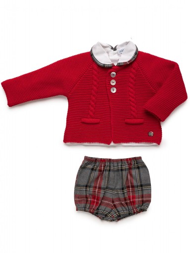 Juliana Vistiendo Bebés Conjunto  Chaqueta Camisa Pantalón Cuadros Niño "Melodía" 25688 Rojo [1]