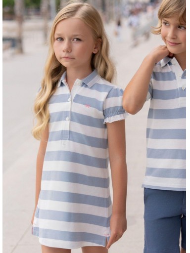 Miranda Vestido Infantil Tipo Polo Rayas Azules "Astromelia" 1400/V