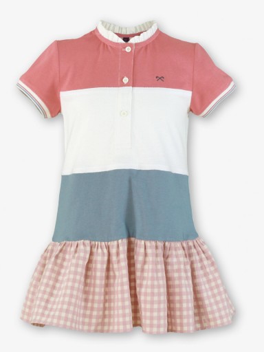 Miranda Vestido Infantil Tipo Polo Franjas Falda Cuadros "Laurina" 1401/V [1]