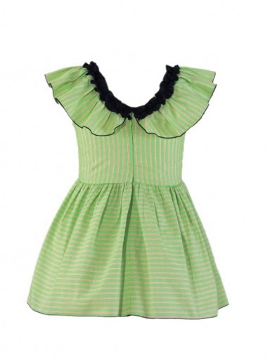 Miranda vestido Infantil  Rayas Verde Volante Lazada Marino 035/1405/V [1]