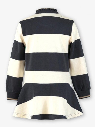 Miranda Vestido Infantil Niña Tipo Polo Franjas Gris Azulado Corte Bajo "Chaca" 1408/V [2]