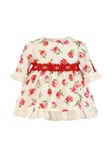 Miranda Vestido bebe Vuelo Estampado Floral Crepé Encaje Rojo 035/0141/V [1]