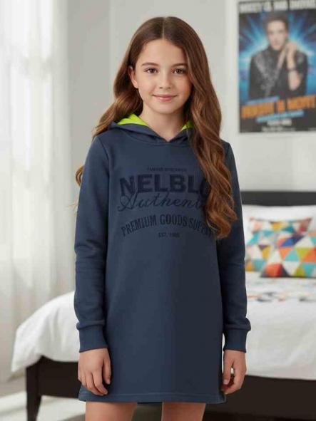 Miranda Vestido Infantil Nel Blue Marino Claro Capucha Verde "Keira" 34/1411/V