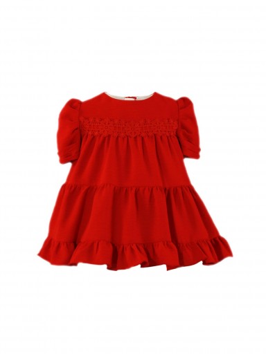 Miranda Vestido bebe Rojo Vuelo Volante Encaje Mangas Abullonadas 035/0142/V [1]