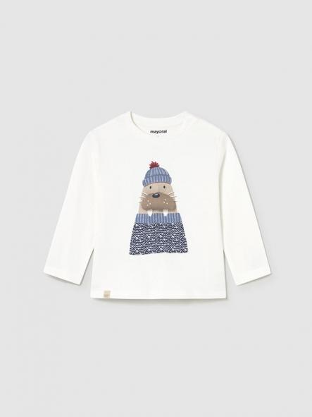 Mayoral Camiseta M/L Aplique Animal 15-02070-065 Nata [1]