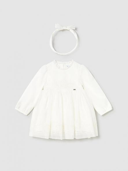 Mayoral Vestido Ceremonia Tul Bordado 15-02902-064 Crudo