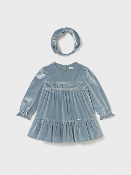 Mayoral Vestido Terciopelo Con Diadema 15-02904-072 Blue Bell