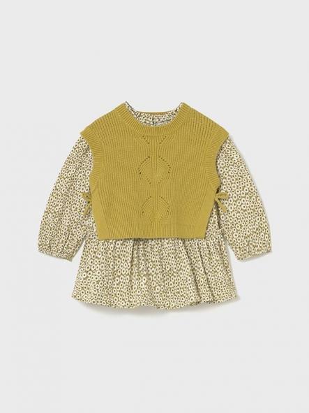 Mayoral Vestido Con Chaleco Tricot 15-02913-036 Aceite [1]