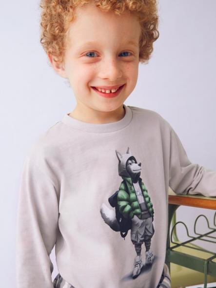 Mayoral Camiseta M/L "Wolf" 15-04083-010 Humo [1]