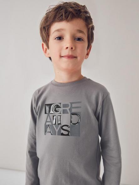 Mayoral Camiseta M/L "Great Days" 15-04095-063 Gris