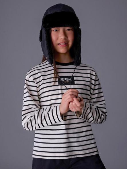 Mayoral Camiseta M/L Niñi Rayas Oversize 15-07027-010 Mac.negro