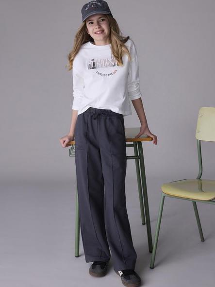Mayoral Pantalón Largo Felpa Wide Leg 15-07579-010 Plomo