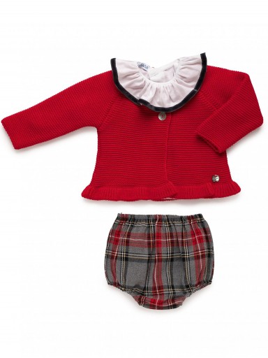 Juliana Vistiendo Bebés Conjunto  Chaqueta Blusa Volante Pantalón Cuadros Niña "Melodía" 25685 [3]