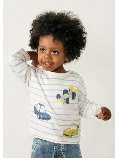 Mayoral Camiseta M/L Rayas Y Print 16-02011-047 Celeste [0]