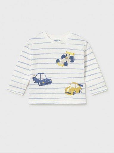 Mayoral Camiseta M/L Rayas Y Print 16-02011-047 Celeste [1]