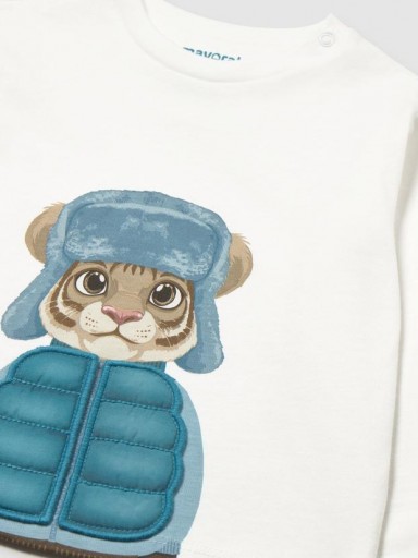 Mayoral Camiseta M/L Animal Play 16-02015-018 Nata [2]