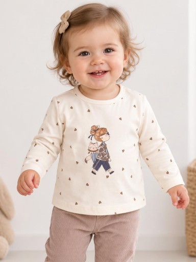 Mayoral Camiseta M/L Estampada 16-02086-095 Crudo [0]