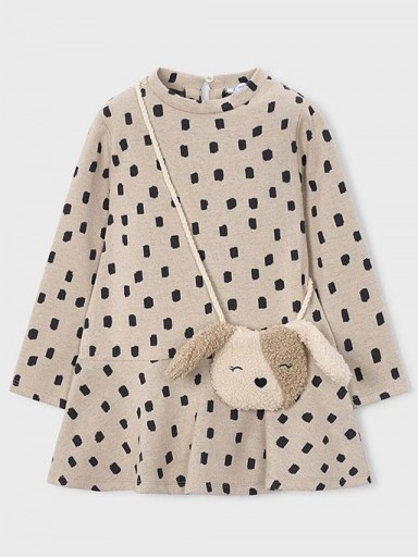 Mayoral Vestido Felpa Punto Jacquard Bolso 16-04912-010 Quinoa