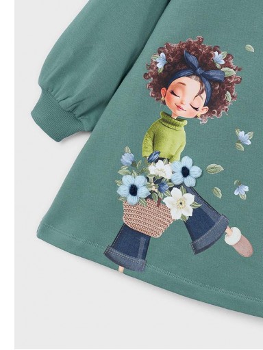 Mayoral Vestido Felpa Serigrafiado 16-04914-015 Laurel [4]