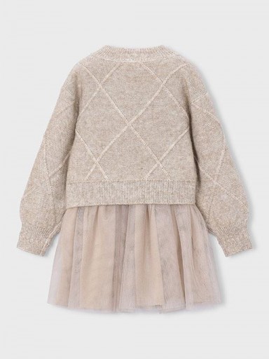 Mayoral Vestido Tricot Combinado Lazos 16-04927-037 Hojaldre [1]