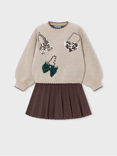 Mayoral Conjunto Falda Tricot Jacquard 16-04933-056 Cafe [2]