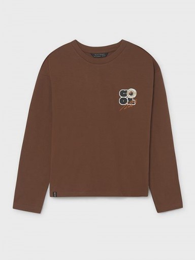 Mayoral Camiseta M/L Back Print 16-07047-045 Chocolate [1]