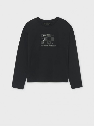Mayoral Camiseta M/L Mini Print 16-07048-050 Negro [1]