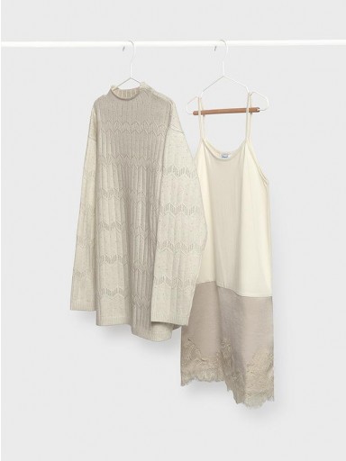 Mayoral Vestido Tricot Encaje 16-07939-053 Crema [1]