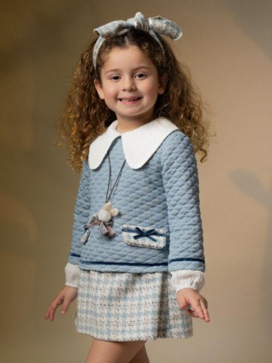 Basmarti Vestido Infantil Combinado Pata de Gallo Lago de los Cisnes 24513 