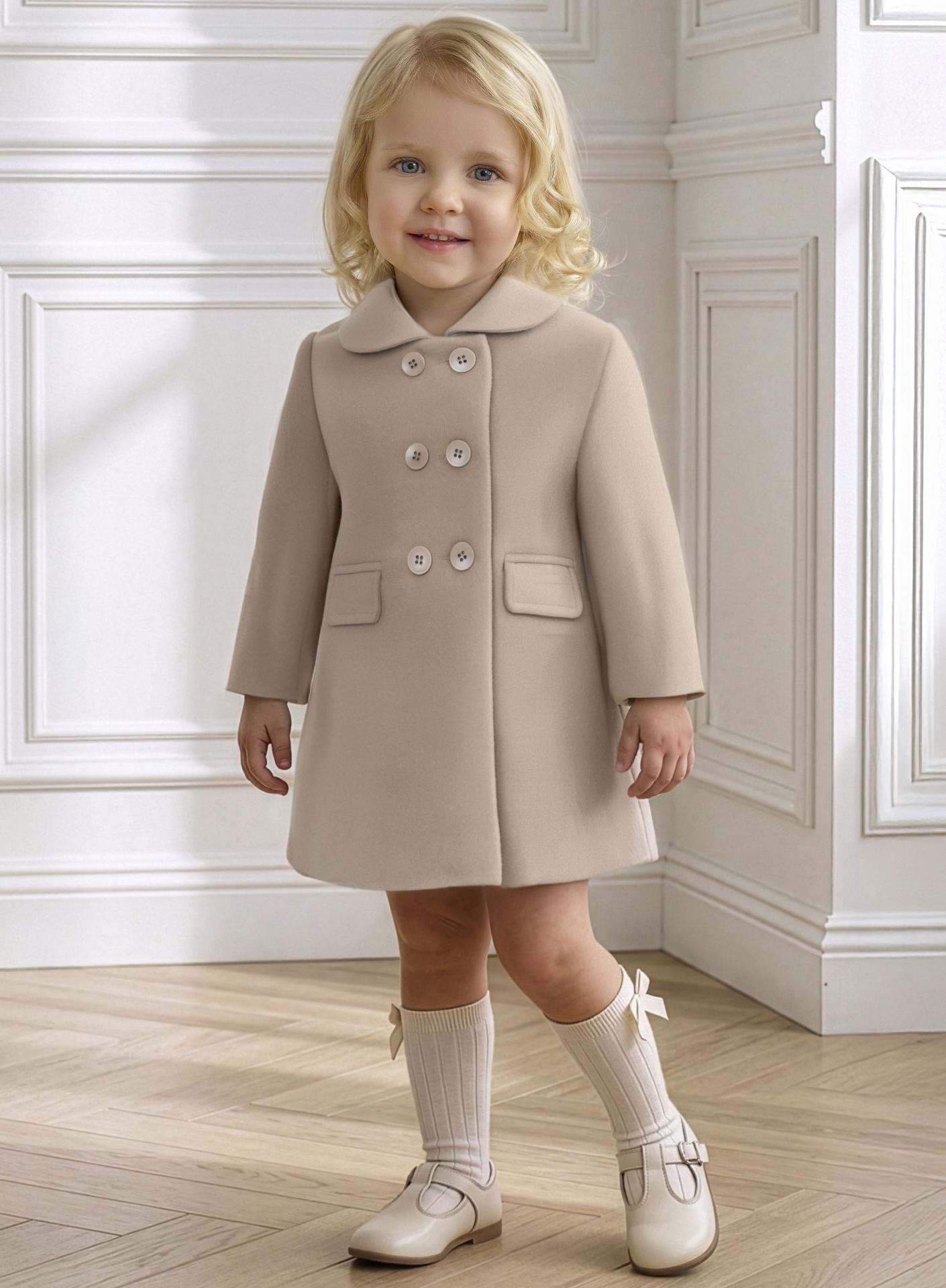 Miranda Abrigo Bebe Unisex Paño Beig Oscuro Botonadura 6 Botones 0162/A