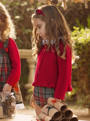 Juliana Vistiendo Bebés Conjunto  Chaqueta Blusa Volante Pantalón Cuadros Niña "Melodía" 25685 [2]