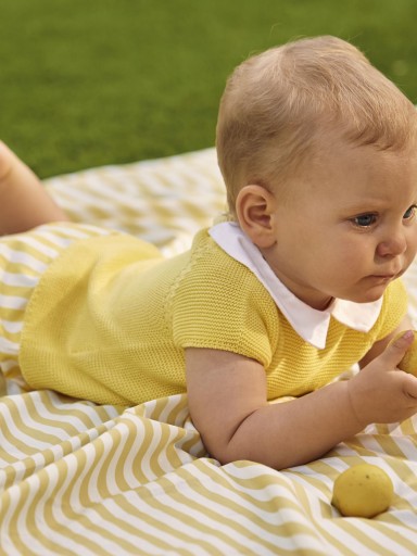 Juliana Vistiendo Bebés Conjunto 2  Piezas Pantalon Tela Rayada "Limón" 26079