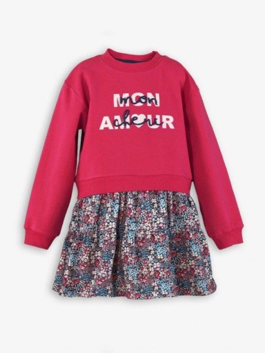 Miranda Vestido Infantil Cuerpo Fucsia Falda Flores "Leena" 0633/V [1]