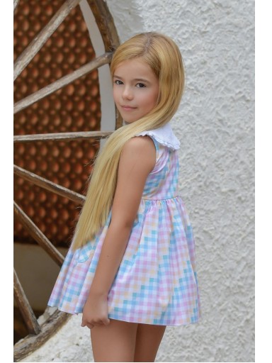Daniesty vestido "IBIZA" Infantil Estampado Multicolor Cuello Blanco 002 [1]