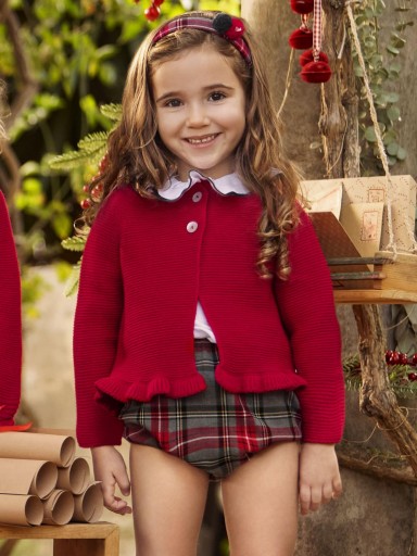 Juliana Vistiendo Bebés Conjunto  Chaqueta Blusa Volante Pantalón Cuadros Niña "Melodía" 25685 [1]