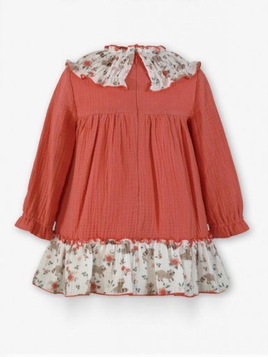 Miranda Vestido Infantil  Salmon Detalles Estampado Mapaches "Audrey" 0603/V [3]