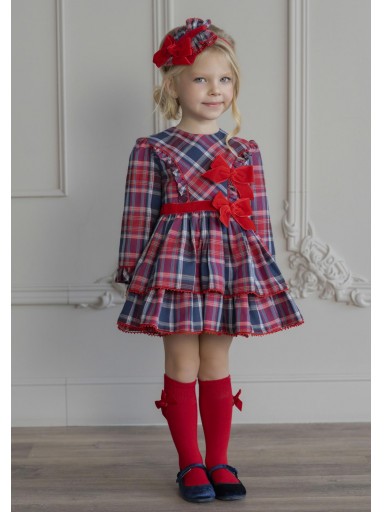 Miranda Vestido Infantil Ceremonia Cuadro Escoces  2 Lazadas "Harper" 0258/V [1]
