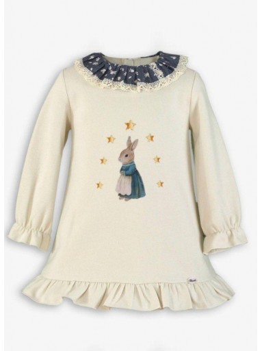 Miranda Vestido Algodon Cuello estampado Conejita "Sophie" 0602/V