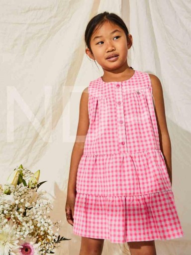 Nekenia Vestido Infantil Vuelo Sin Mangas Cuadros Vichy Rosa 23VV27 [1]