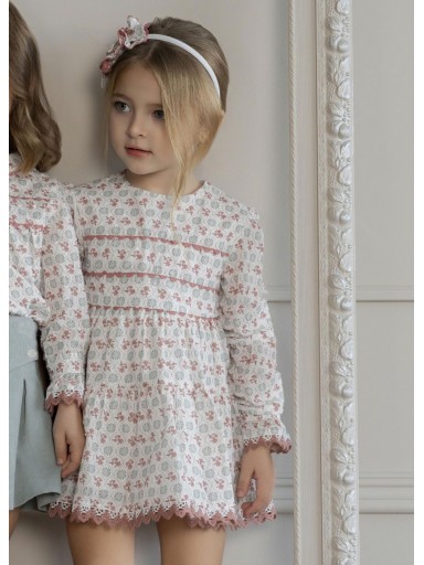 Miranda Vestido Infantil Ceremonia Estampado Geométrico Puntilla "Evolett" 0256/V [1]