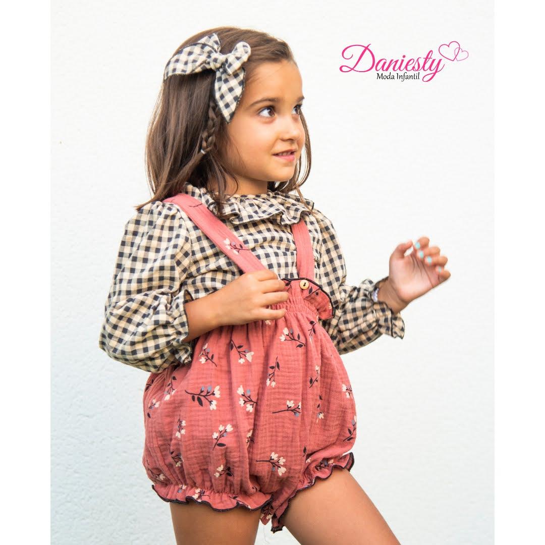 Daniesty Pelele Estampado Flores Camisa Cuadro Vichy Marino Volante Familia Poppy 019