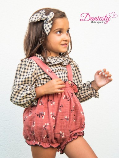 Daniesty Pelele Estampado Flores Camisa Cuadro Vichy Marino Volante  Familia Poppy 019 [0]