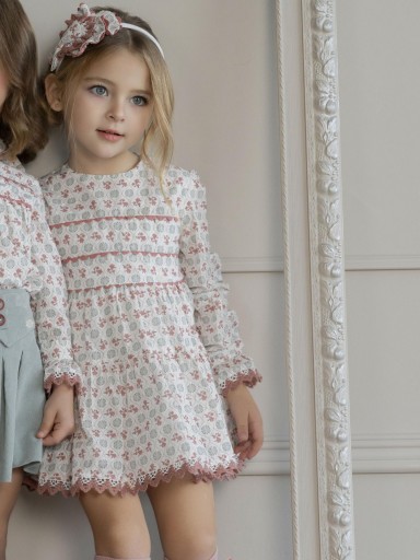 Miranda Vestido Infantil Ceremonia Estampado Geométrico Puntilla "Evolett" 0256/V [2]