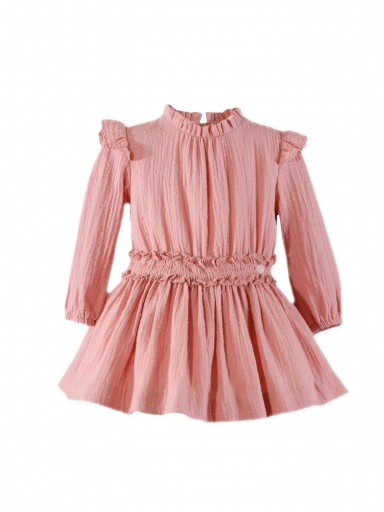 Miranda Vestido Infantil Rosa Palo Cinturilla Volantes hombros "Iris" 036/0221/V [1]