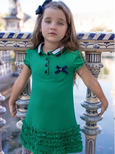 Nekenia Vestido Infantil Polo Verde Volantes Bajo Botones Lazada Marino 2221857 [0]