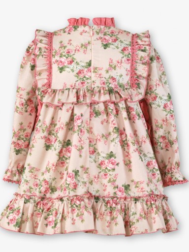 Miranda Vestido Infantil Ceremonia Estampado Flores Evasé Tiras Guipour "Megara" 0226/V [2]