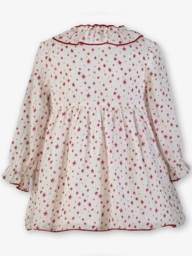Miranda Vestido Infantil ceremonia Estampado Estrellas Lazada Terciopelo Granate "Ella" 0257/V [5]