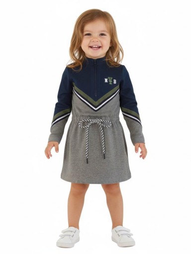 Miranda vestido Infantil Niña combinado gris cremallera delantero "Gillian" 32/1414/V