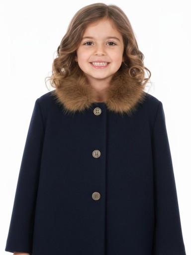 Nekenia abrigo paño marino cuello pelo 23IA03