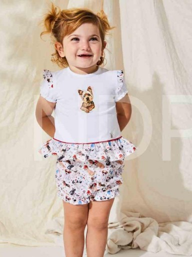 Nekenia Conjunto Bebé Camiseta Serigrafía Volante Estampado Pantalón Corto Yorky 23VC19 [1]